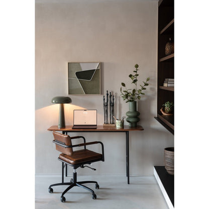 Paddenstoellamp in olijfgroen ijzer van J-Line sfeervol gestyled op een kast