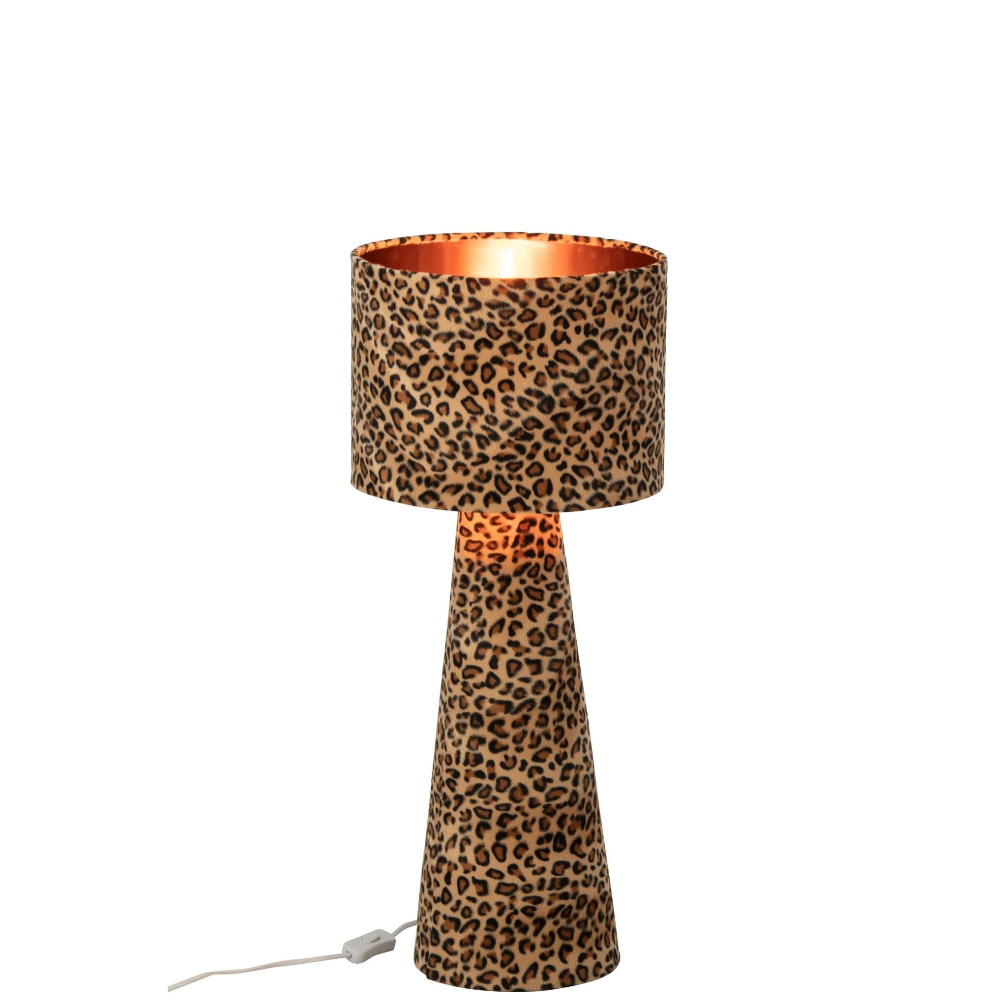 Tafellamp Panterprint Stof Multi Medium van J-Line, tweede weergave van de lamp met panterprint