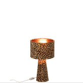 Tafellamp Panterprint Stof Multi Small van J-Line, tweede weergave van de lamp met panterprint