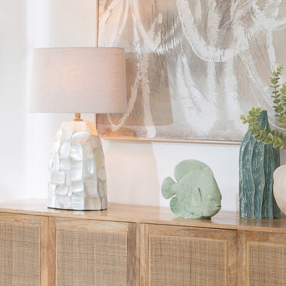 Tafellamp Pareleffect Schelp Gebroken Wit/Lichtbeige J-Line
