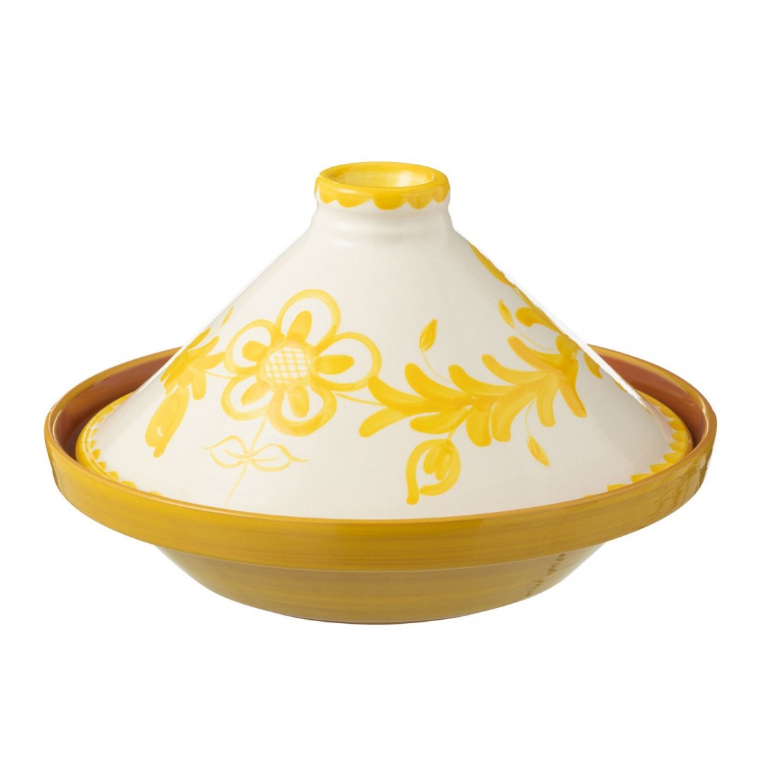 Tagine Granada Ceramic Wit/Geel - Keukenaccessoire - J-Line - livinglovely.nl