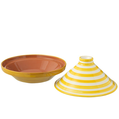 Tagine Granada Strepen Geel/Wit Keramiek J-Line