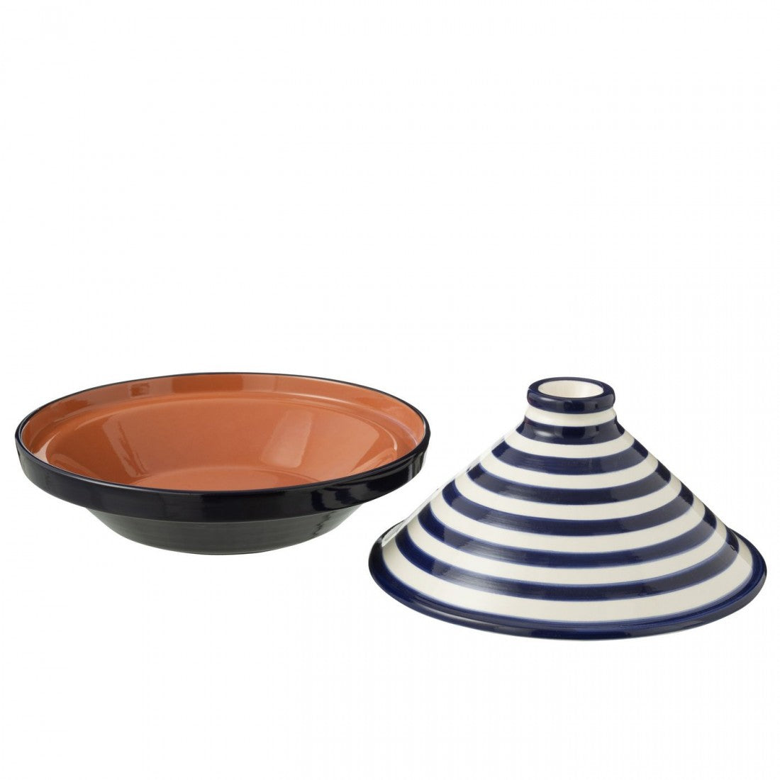 Tagine Granada Stripes Ceramic White/Cobalto Blue - Keukenaccessoire - J-Line - livinglovely.nl