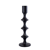 Taika Black alu round kandelaar tabs hoog 92cm PTMD - Kandelaar - PTMD - livinglovely.nl