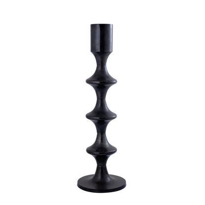 Taika Black alu round kandelaar tabs hoog 92cm PTMD - Kandelaar - PTMD - livinglovely.nl