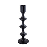 Taika Black alu round kandelaar tabs hoog 92cm PTMD - Kandelaar - PTMD - livinglovely.nl