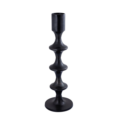 Taika Black alu round kandelaar tabs hoog 92cm PTMD - Kandelaar - PTMD - livinglovely.nl