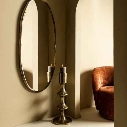 Taika Gold alu round candle holder tabs laag 73cm PTMD - Kandelaar - PTMD - livinglovely.nl