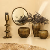 Taika Gold alu round candle holder tabs laag 73cm PTMD - Kandelaar - PTMD - livinglovely.nl