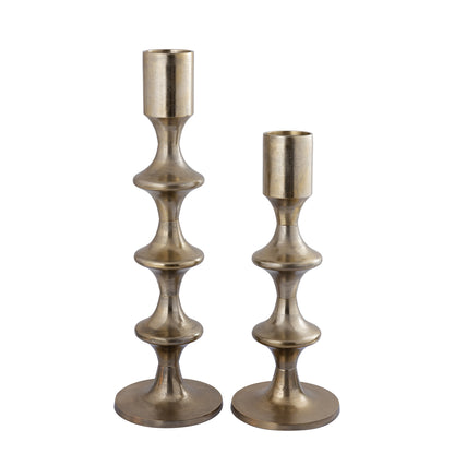 Taika Gold alu round candle holder tabs laag 73cm PTMD - Kandelaar - PTMD - livinglovely.nl