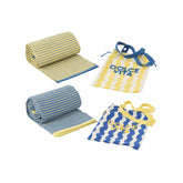 Tas + Strandlaken Dolce Vita Katoen Blauw/Geel Set van 2 - Tas - J-Line - livinglovely.nl