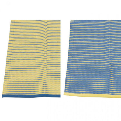 Tas + Strandlaken Dolce Vita Katoen Blauw/Geel Set van 2 - Tas - J-Line - livinglovely.nl