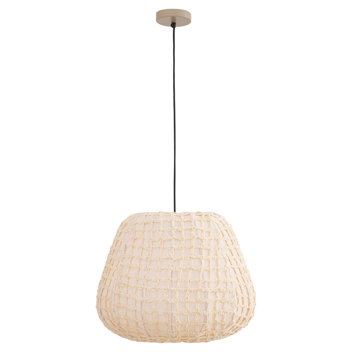 Tayma hanglamp L van PTMD, volledige lamp met snoer en plafondkap op witte achtergrond