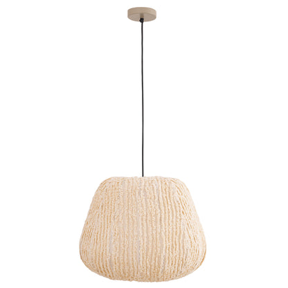 Tayma hanglamp L met streeppatroon van PTMD, volledige lamp met snoer op witte achtergrond