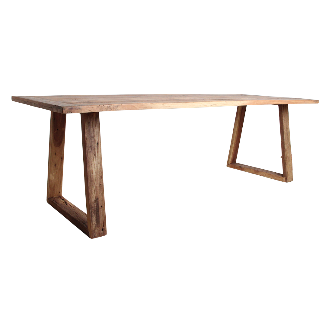 Farmwood eettafel van Raw Materials, 180 cm lang in FSC gerecycled teakhout met schuine poten