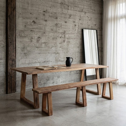 Teakhouten Eettafel Farmwood 180cm van Raw Materials, rechthoekig tafelblad van gerecycled teakhout