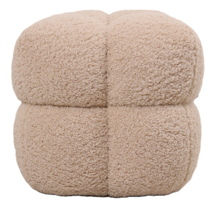 Teddy Bankje Beige van PTMD, kopse kant met vier ronde vakken