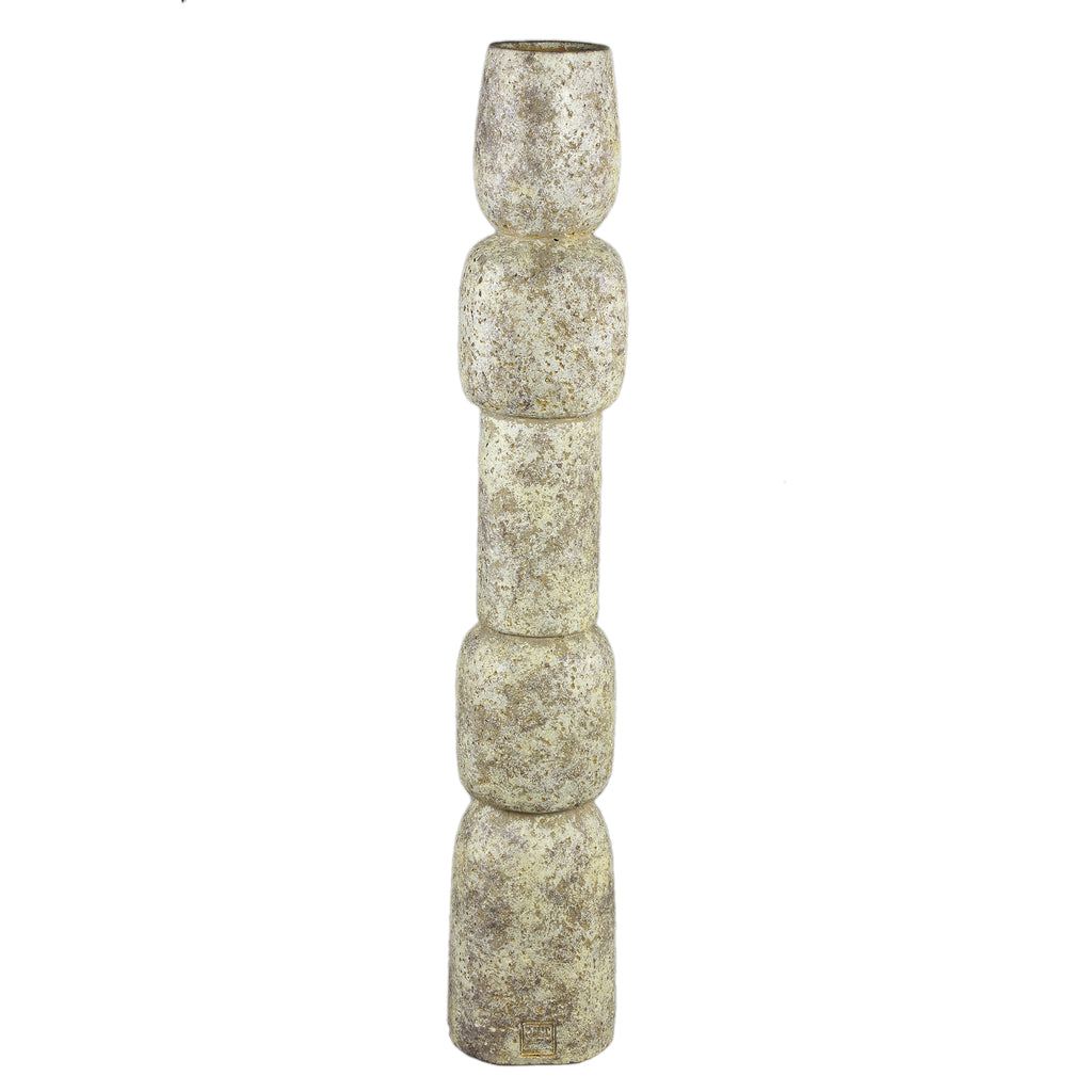 Terrina Cream Cement kaarsenhouder Large - PTMD - Kandelaar - PTMD - livinglovely.nl