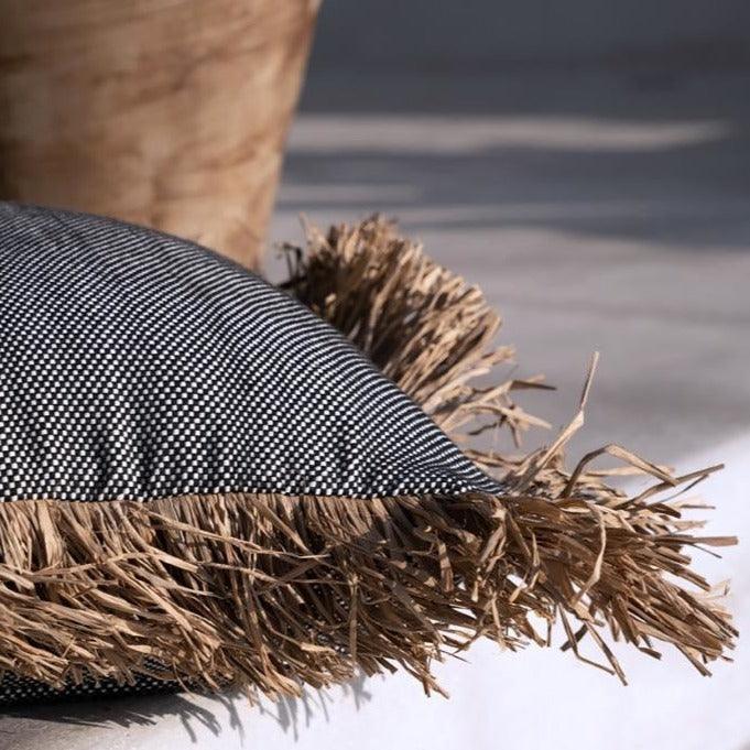 The Cotton Bonita Cushion Cover - Natural Black - 30x50 , Kussenhoes , Bazar Bizar , livinglovely.nl