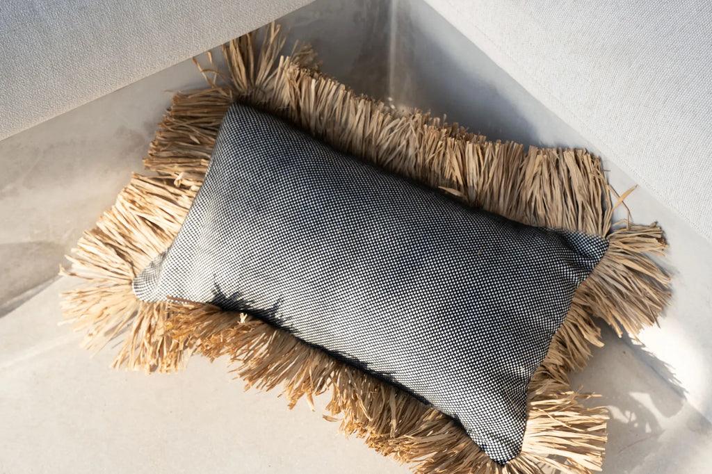 The Cotton Bonita Cushion Cover - Natural Black - 30x50 , Kussenhoes , Bazar Bizar , livinglovely.nl