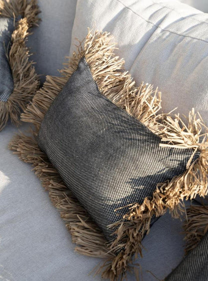 The Cotton Bonita Cushion Cover - Natural Black - 30x50 , Kussenhoes , Bazar Bizar , livinglovely.nl