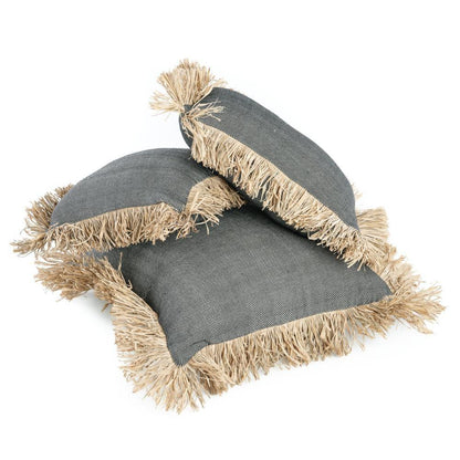 The Cotton Bonita Cushion Cover - Natural Black - 30x50 , Kussenhoes , Bazar Bizar , livinglovely.nl