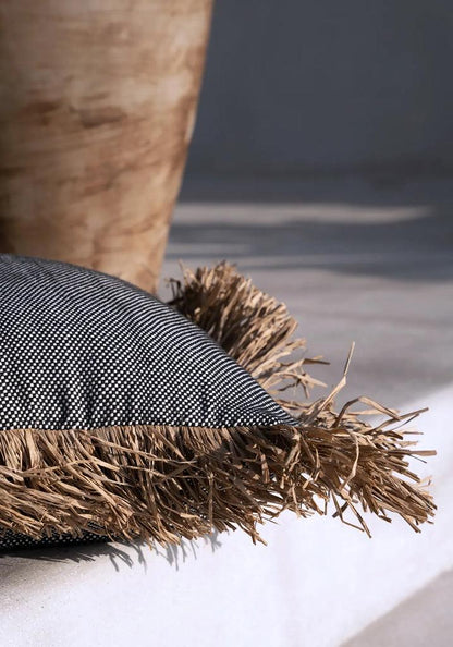 The Cotton Bonita Cushion Cover - Natural Black - 40x40 , Kussenhoes , Bazar Bizar , livinglovely.nl