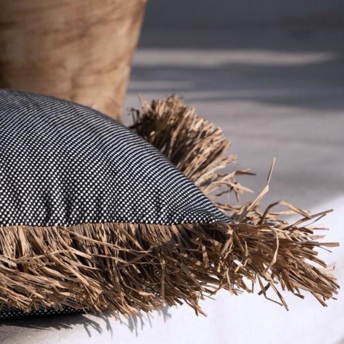 The Cotton Bonita Cushion Cover - Natural Black - 40x40 , Kussenhoes , Bazar Bizar , livinglovely.nl