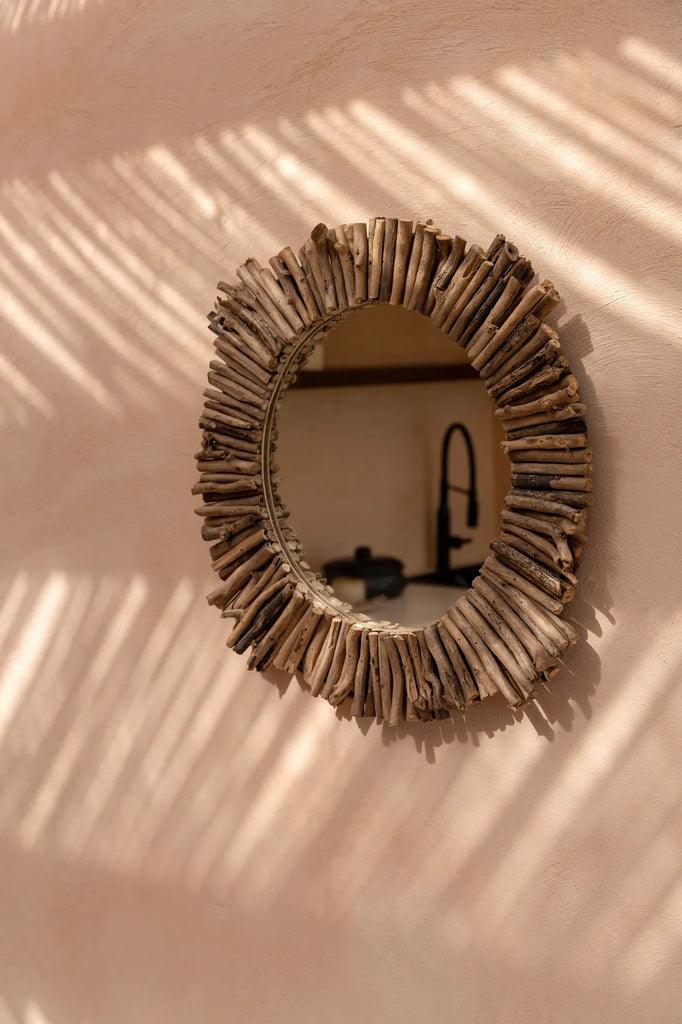 The Driftwood Halo Mirror - Natural - M , Spiegel , Bazar Bizar , livinglovely.nl