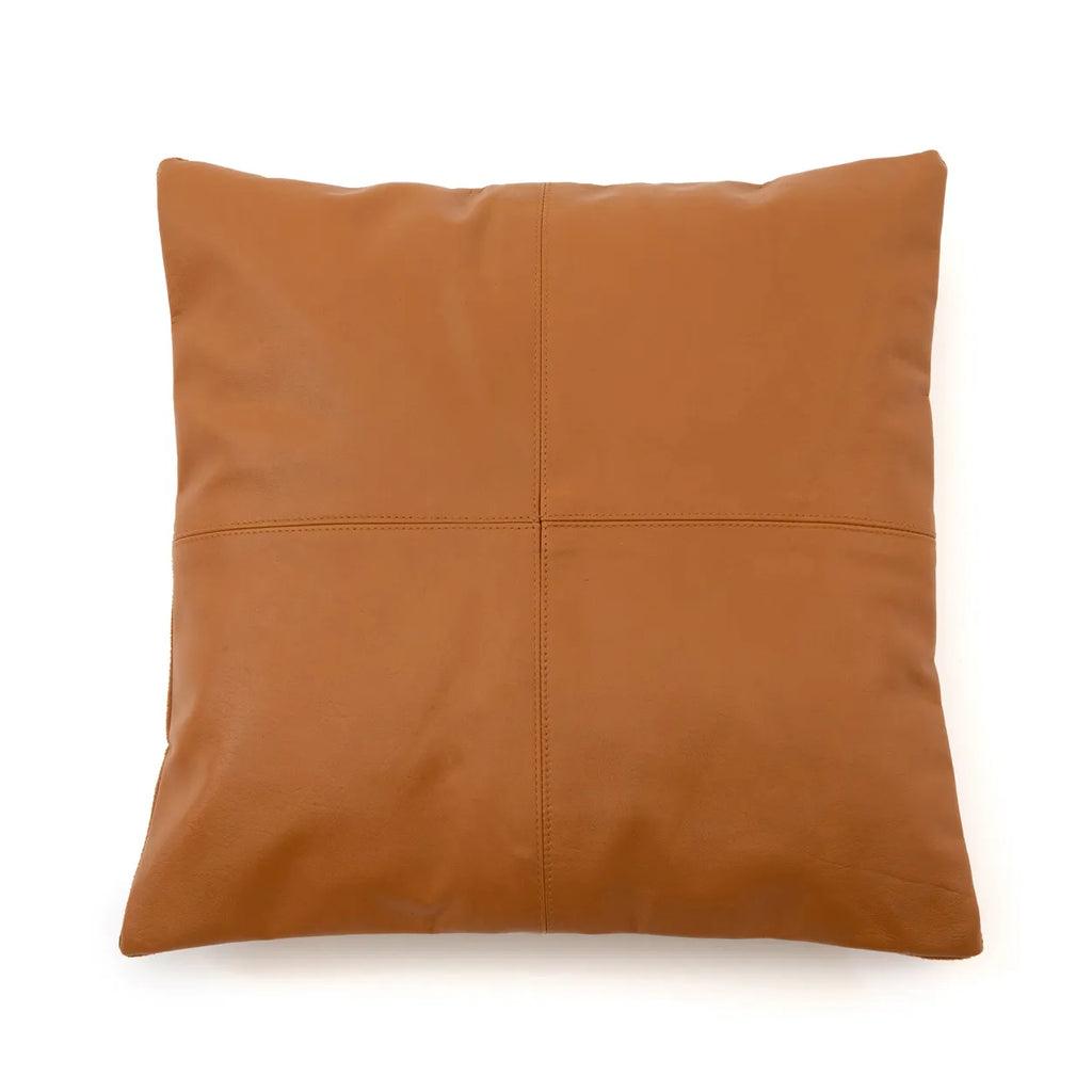 The Four Panel Leather Cushion Cover - Camel - 40x40 , Kussenhoes , Bazar Bizar , livinglovely.nl