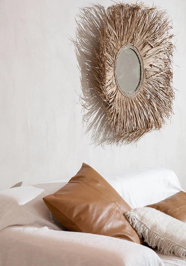 The Four Panel Leather Cushion Cover - Camel - 40x40 , Kussenhoes , Bazar Bizar , livinglovely.nl