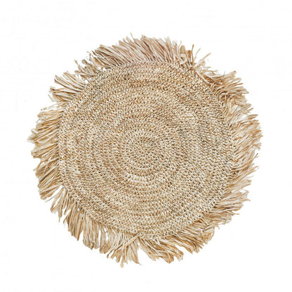 The Fringe Raffia Placemat Round - Natural , Placemat , Bazar Bizar , livinglovely.nl