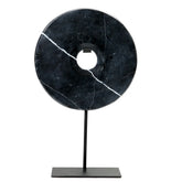 The Marble Disc on Stand - Black - L - Ornament - Bazar Bizar - livinglovely.nl
