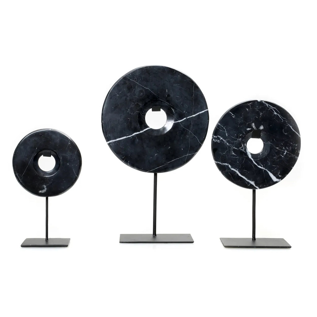 The Marble Disc on Stand - Black - L , Ornament , Bazar Bizar , livinglovely.nl