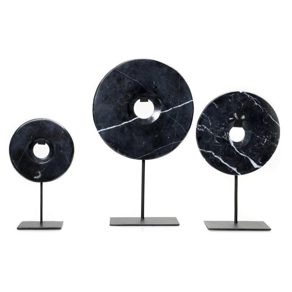 The Marble Disc on Stand - Black - L , Ornament , Bazar Bizar , livinglovely.nl