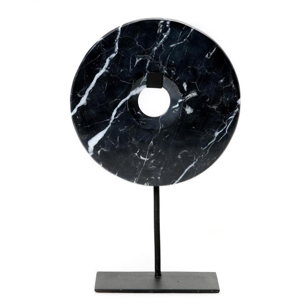 The Marble Disc on Stand - Black - L , Ornament , Bazar Bizar , livinglovely.nl