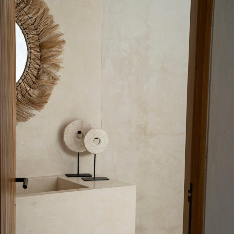 The Marble Disc on Stand White Medium , Ornament , Bazar Bizar , livinglovely.nl