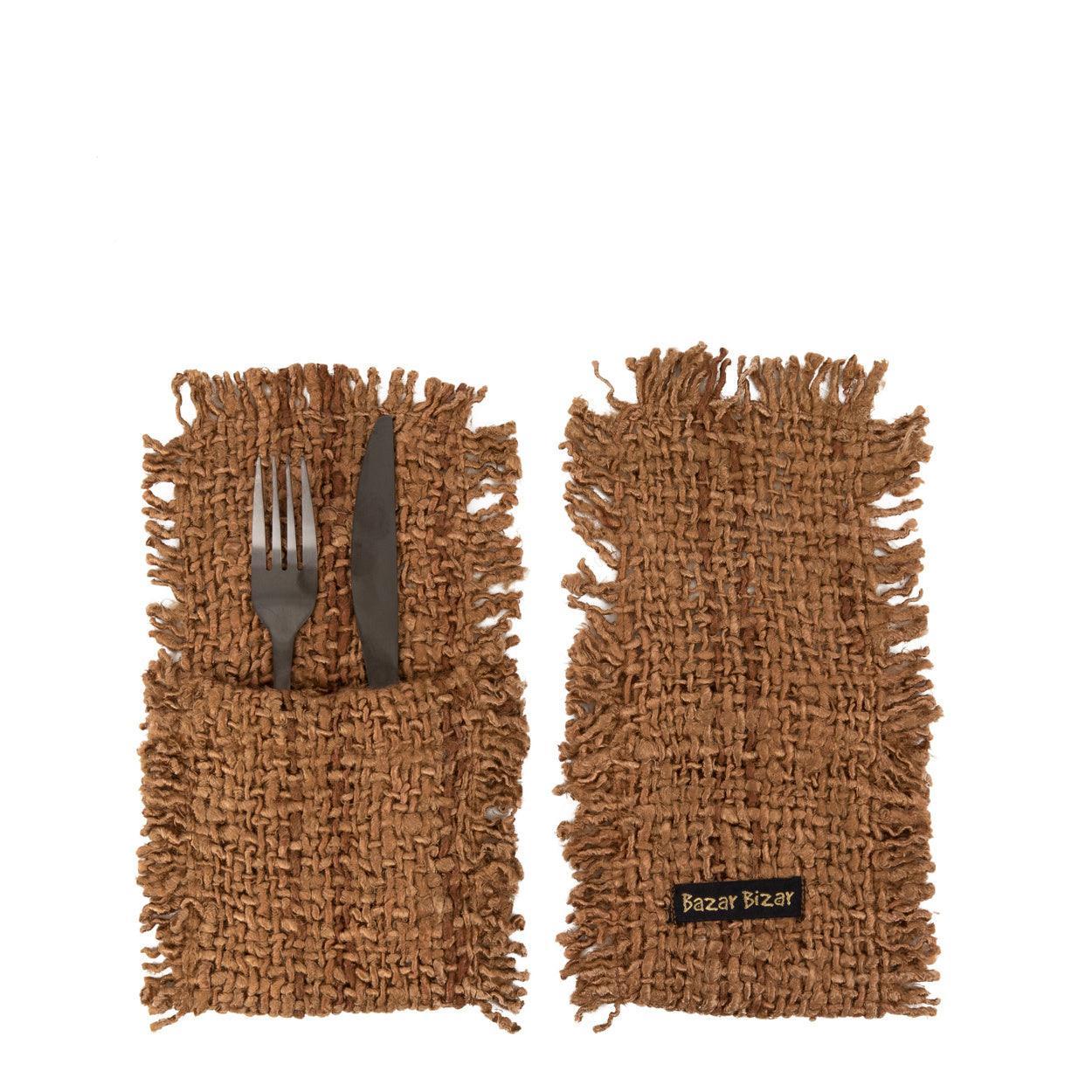 The Oh My Gee Cutlery Holder - Brown - Set of 4 , Keukenaccessoire , Bazar Bizar , livinglovely.nl