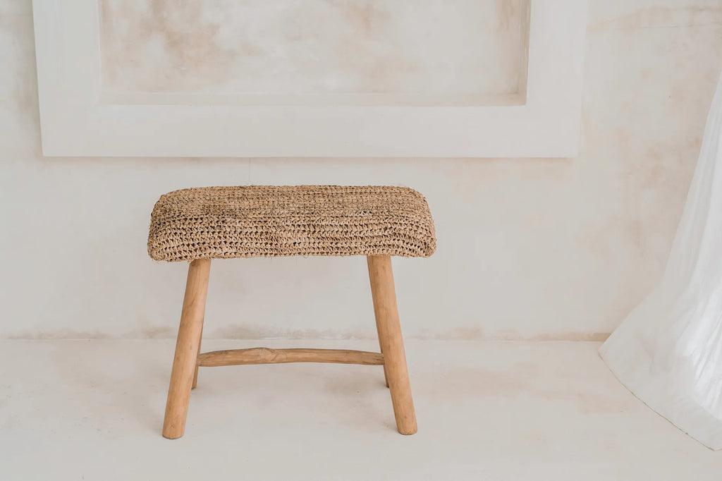 The Raffia Bench - Natural , Kruk , Bazar Bizar , livinglovely.nl