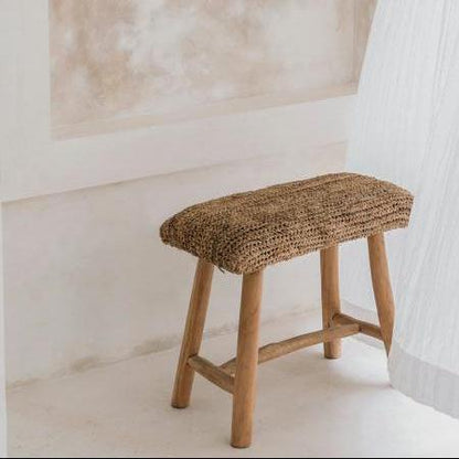 The Raffia Bench - Natural , Kruk , Bazar Bizar , livinglovely.nl