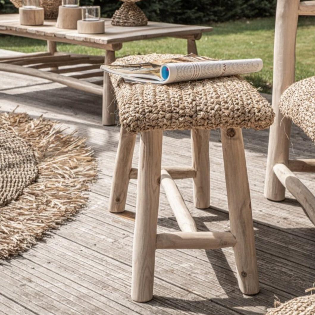 The Raffia Bench - Natural , Kruk , Bazar Bizar , livinglovely.nl