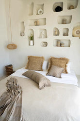 The Raffia Cushion Cover Square - Natural - 60x60 - Kussenhoes - Bazar Bizar - livinglovely.nl