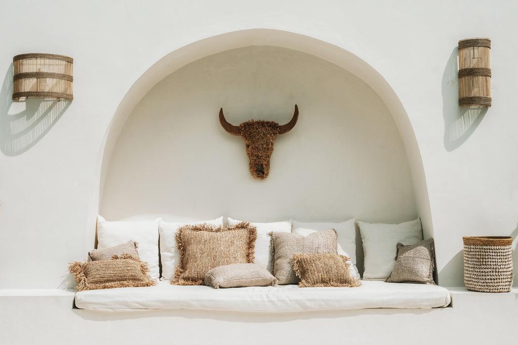 The Raffia Cushion Cover Square - Natural - 60x60 - Kussenhoes - Bazar Bizar - livinglovely.nl