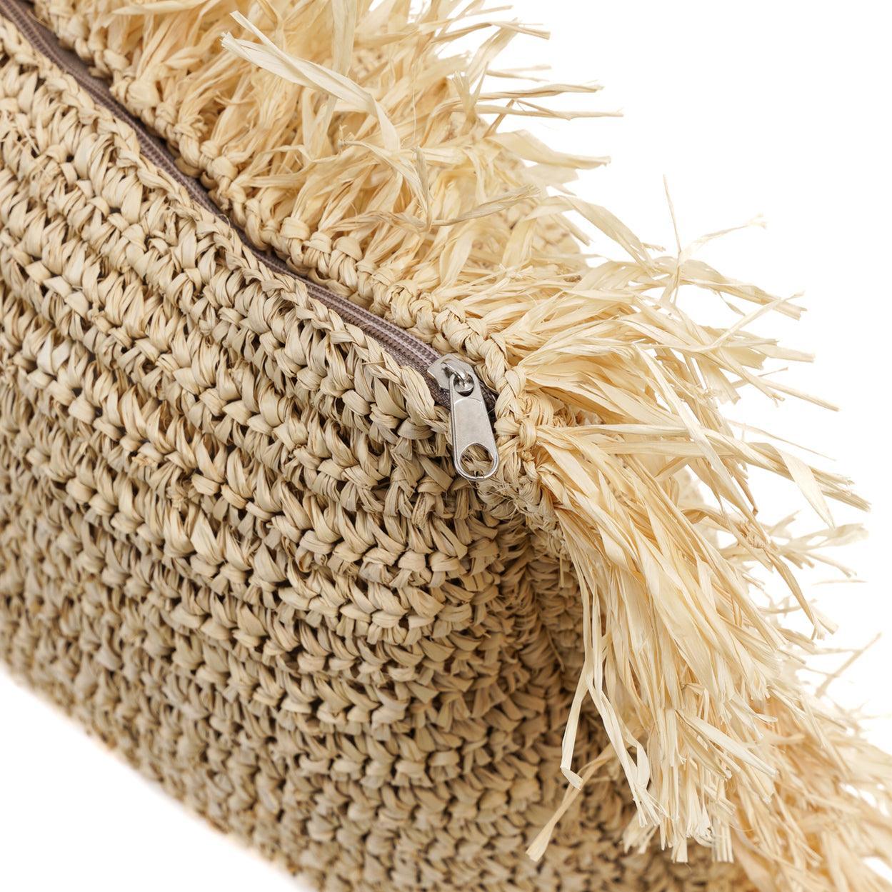 The Raffia Cushion Cover Square - Natural - 60x60 , Kussenhoes , Bazar Bizar , livinglovely.nl