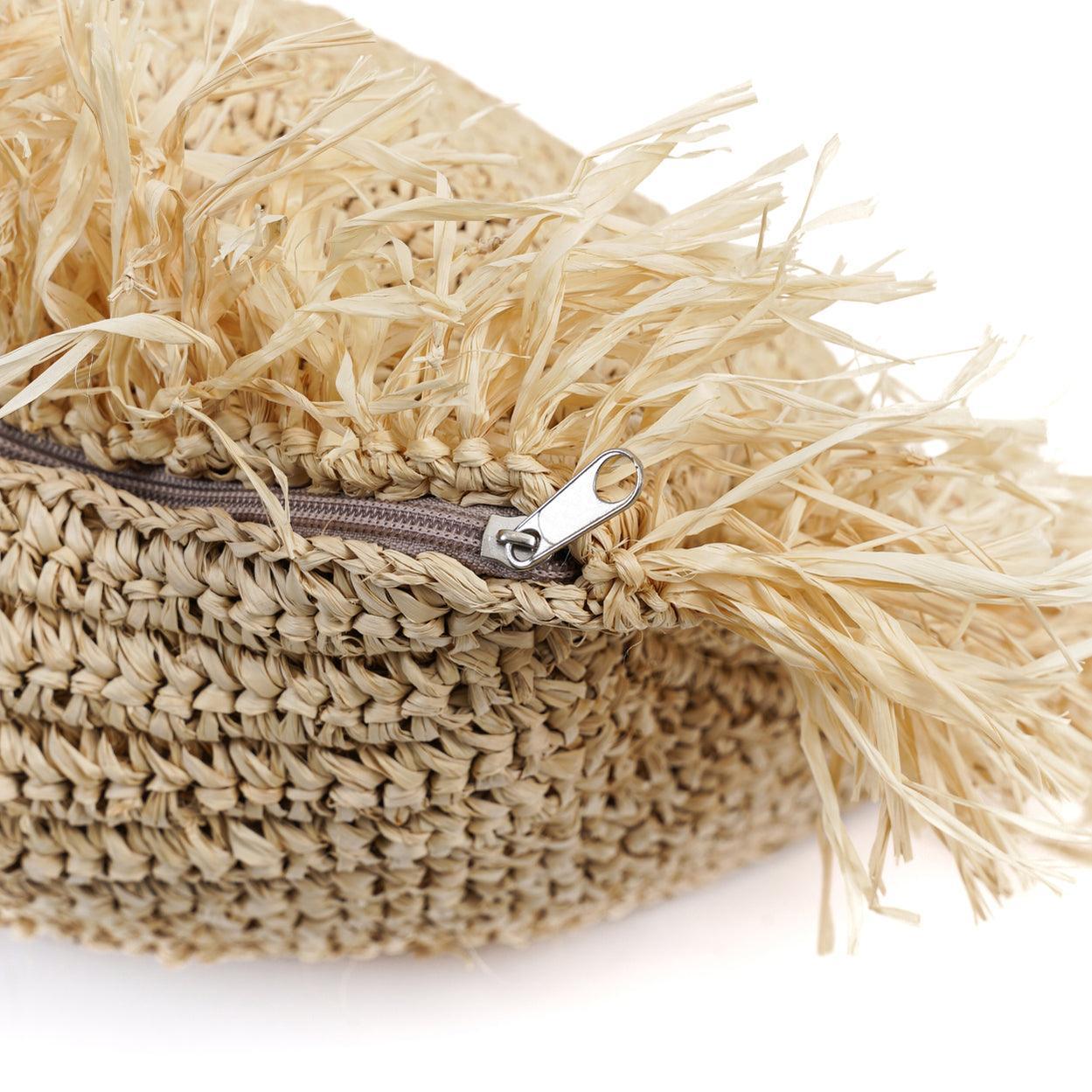 The Raffia Cushion Cover Square - Natural - 60x60 , Kussenhoes , Bazar Bizar , livinglovely.nl