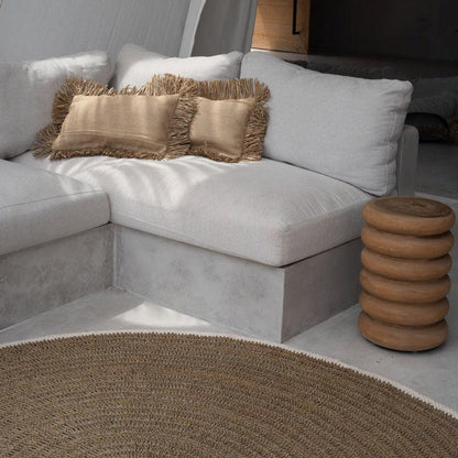 The Seagrass &amp; Cotton Round Carpet Naturel White 150cm , Vloerkleed , Bazar Bizar , livinglovely.nl