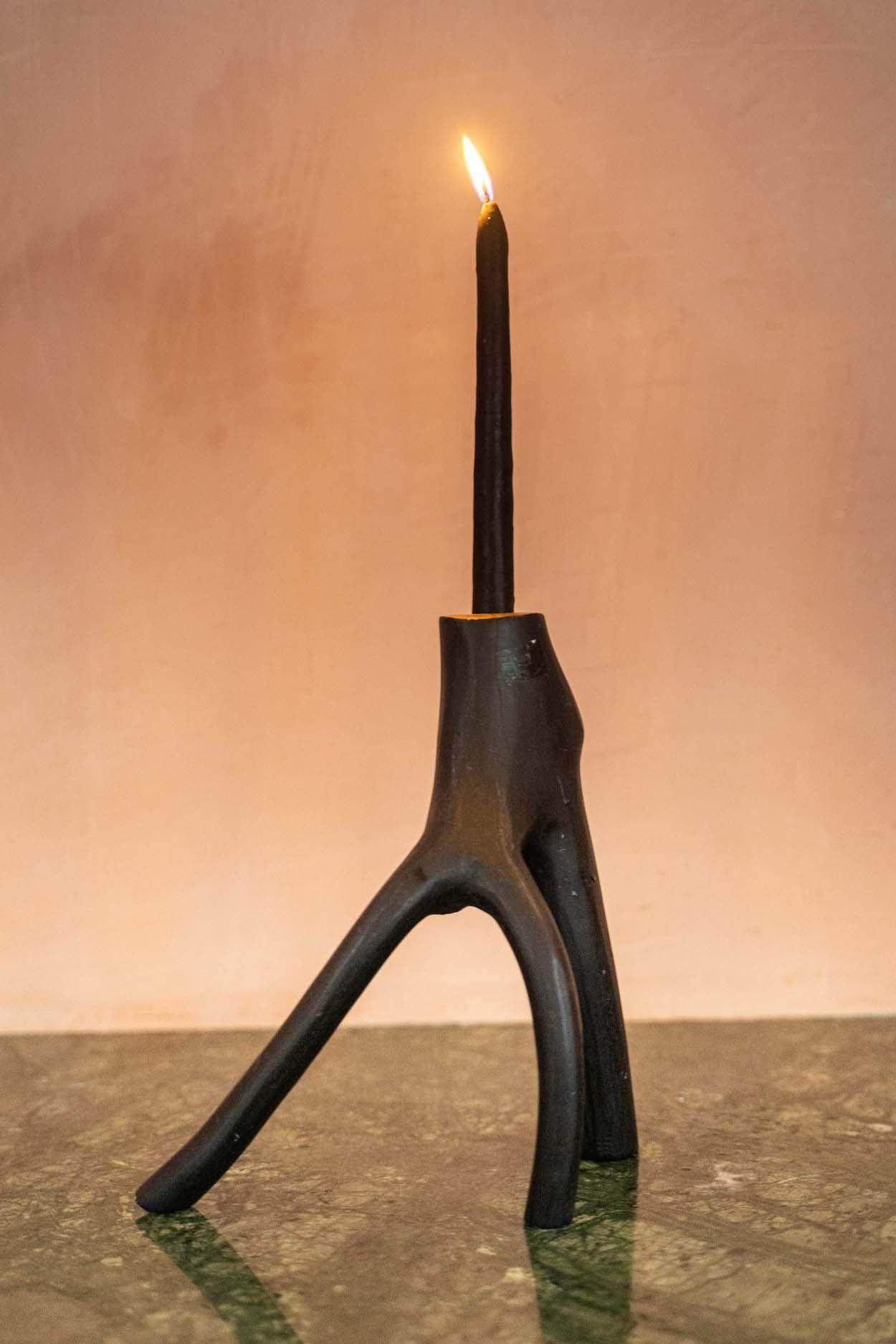 The Triple Twig Candle Holder Black , Kandelaar , Bazar Bizar , livinglovely.nl