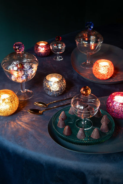 Theelichthouder Bal Craquelé Glas Mix Set van 6 - Theelichthouder - J-Line - livinglovely.nl