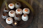 Theelichthouder Kokosnoot Lijnen Naturel Set van 3 - Theelichthouder - J-Line - livinglovely.nl