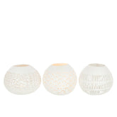 Theelichthouder Kokosnoot Lijnen Wit Set van 3 - Kandelaar - J-Line - livinglovely.nl